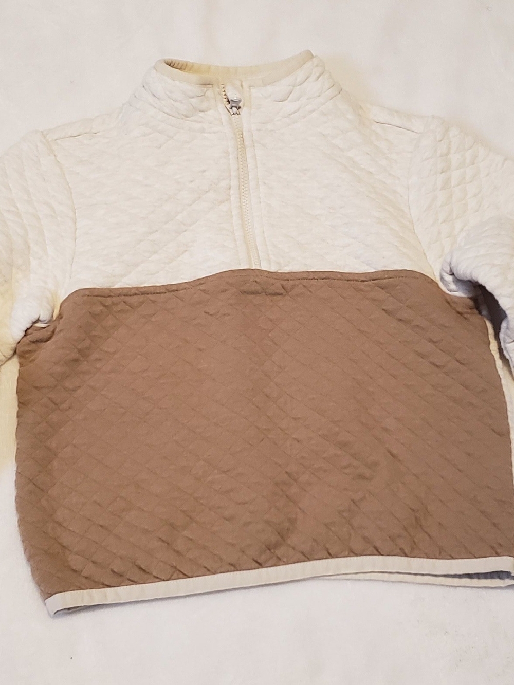 wonder nation Cream and Brown Quilted Pullover Jacket